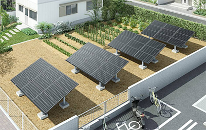 庭に太陽光発電設置